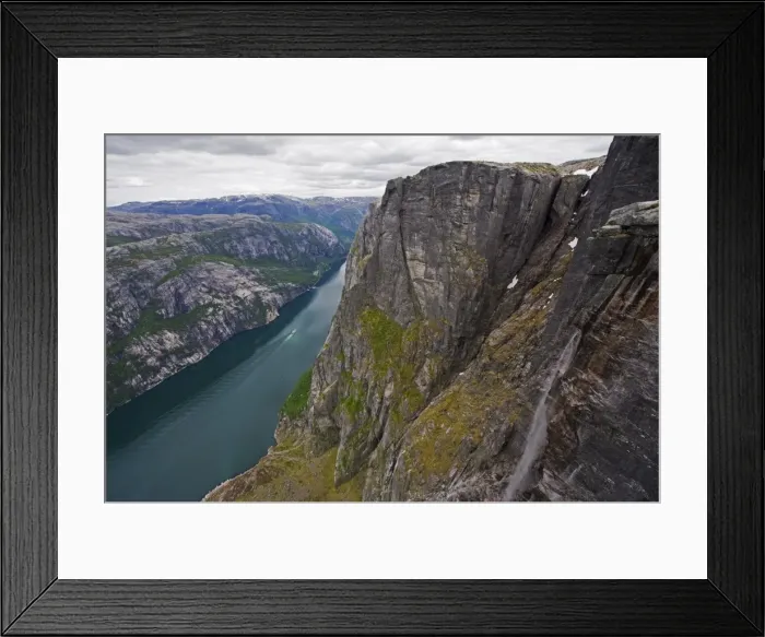 Framed Print : Waterfall fjord at Lyseboten, Lysefjord, Norway, Scandinavia, Europe Framed Print : Waterfall fjord at Lyseboten, Lysefjord, Norway, Scandinavia, Europe