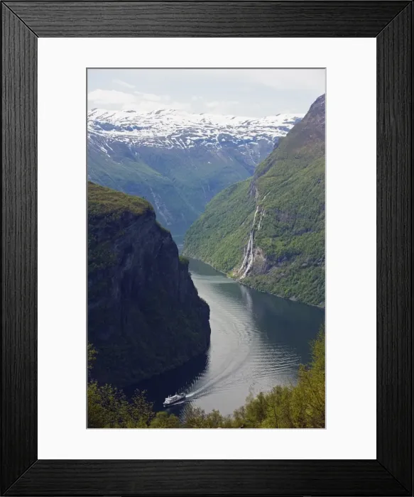 Framed Print : Tourist cruise ship on Geiranger Fjord, UNESCO World Heritage Site, Western Fjords Framed Print : Tourist cruise ship on Geiranger Fjord, UNESCO World Heritage Site, Western Fjords