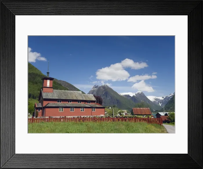 Framed Print : Church, Fjaerland, Western Norway, Norway, Scandinavia, Europe Framed Print : Church, Fjaerland, Western Norway, Norway, Scandinavia, Europe