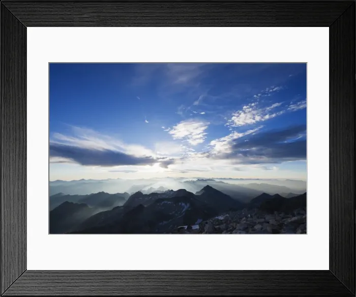 Framed Print : View at sunrise, view from Pico de Aneto, at 3404m the highest peak in the Pyrenees Framed Print : View at sunrise, view from Pico de Aneto, at 3404m the highest peak in the Pyrenees