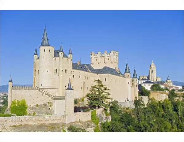 Segovia Castle and Gothic style Segovia Cathedral built in 1577, UNESCO World Heritage Site