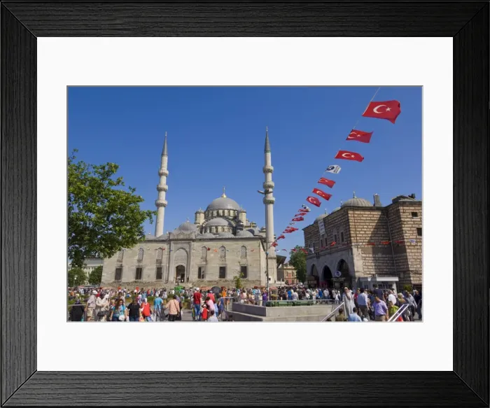 Framed Print : Crowds of people after work, in front of the Yeni Cami (New Mosque), Eminonu Framed Print : Crowds of people after work, in front of the Yeni Cami (New Mosque), Eminonu