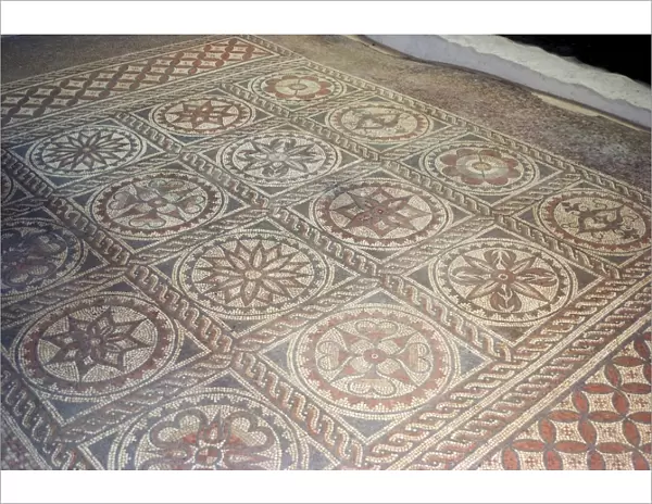 Mosaic from remains of Roman villa, St. Albans, Hertfordshire, England