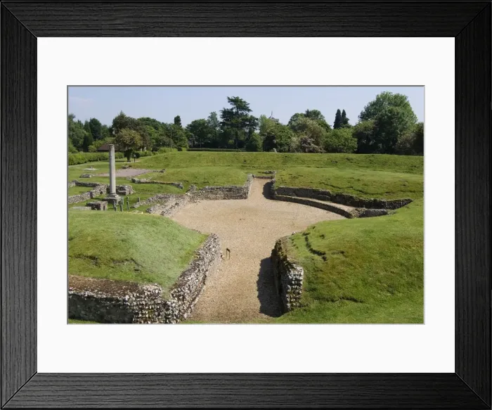Framed Print : Roman theatre, built around AD140, St. Albans, Hertfordshire, England Framed Print : Roman theatre, built around AD140, St. Albans, Hertfordshire, England