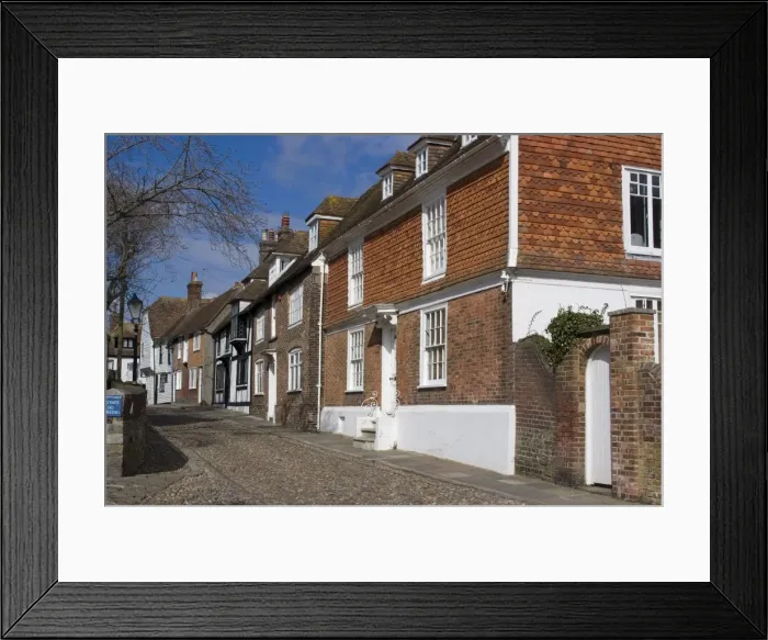 Framed Print : Typical street, next to St. Marys Church, Rye, East Sussex, England Framed Print : Typical street, next to St. Marys Church, Rye, East Sussex, England