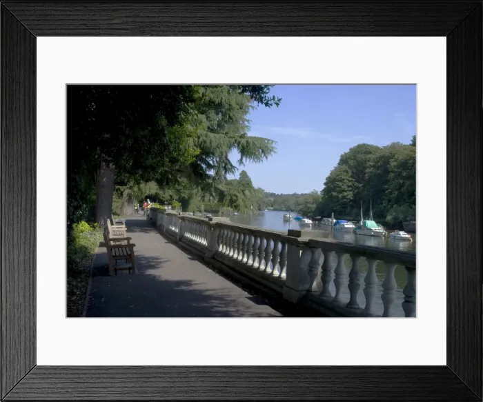 Framed Print : View of the Thames from embankment near York House, Richmond, Surrey, England Framed Print : View of the Thames from embankment near York House, Richmond, Surrey, England