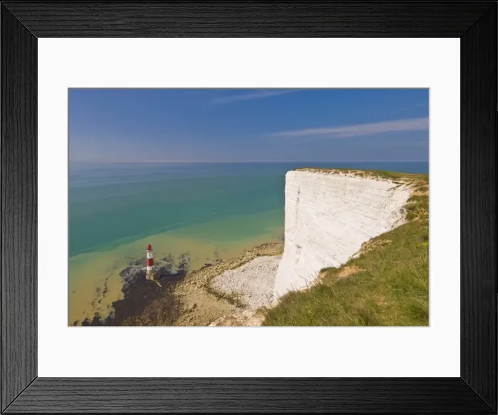 Framed Print : Beachy Head lighthouse, white chalk cliffs and English Channel, East Sussex Framed Print : Beachy Head lighthouse, white chalk cliffs and English Channel, East Sussex
