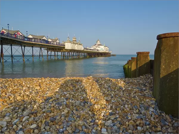 Eastbourne Pier, beach and groynes, Eastbourne, East Sussex, England, United Kingdom