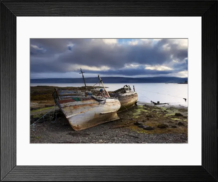 Framed Print : Old fishing boats at Salen, Isle of Mull, Inner Hebrides, Scotland, United Kingdom Framed Print : Old fishing boats at Salen, Isle of Mull, Inner Hebrides, Scotland, United Kingdom