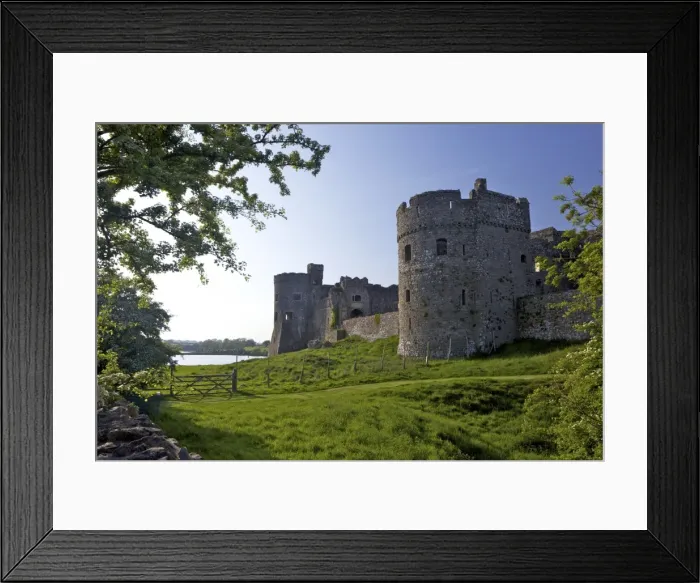 Framed Print : Carrew ruined castle in spring sunshine, Pembrokeshire National Park, Wales Framed Print : Carrew ruined castle in spring sunshine, Pembrokeshire National Park, Wales