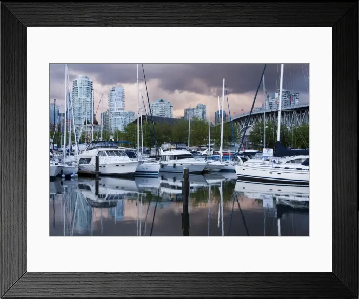 Framed Print : Brokers Bay Marina and Granville Street Bridge, False Creek, Vancouver Framed Print : Brokers Bay Marina and Granville Street Bridge, False Creek, Vancouver