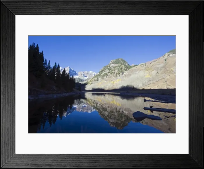 Framed Print : Reflection of Maroon Peak and other mountains at Maroon Bells, The Elk Range Framed Print : Reflection of Maroon Peak and other mountains at Maroon Bells, The Elk Range