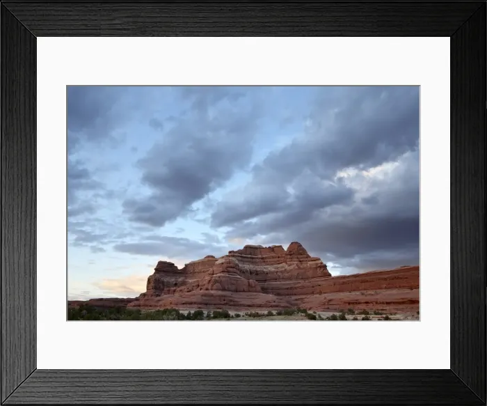 Framed Print : Red rock formation at sunset with clouds, The Needles District, Canyonlands National Park Framed Print : Red rock formation at sunset with clouds, The Needles District, Canyonlands National Park