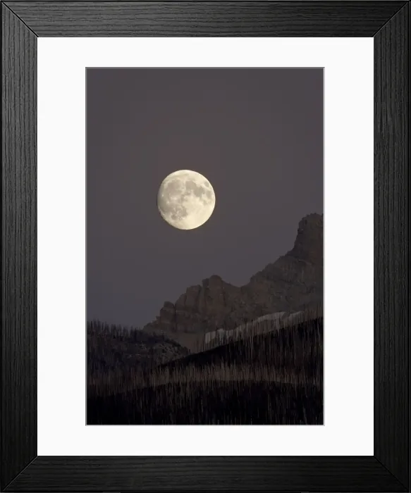 Framed Print : The moon rising, Glacier National Park, Montana, United States of America, North America Framed Print : The moon rising, Glacier National Park, Montana, United States of America, North America