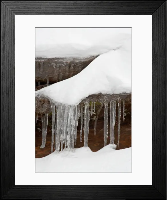 Framed Print : Icicles hanging from a rock with fresh snow, Zion National Park, Utah, United States of America Framed Print : Icicles hanging from a rock with fresh snow, Zion National Park, Utah, United States of America