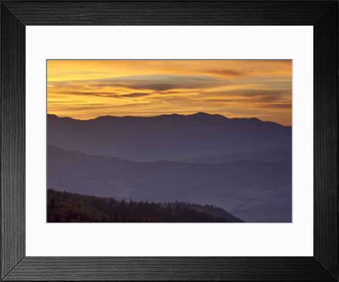 Framed Print : Orange clouds at sunset over layered mountains, Manti-La Sal National Forest Framed Print : Orange clouds at sunset over layered mountains, Manti-La Sal National Forest