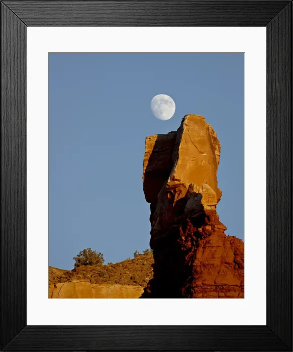 Framed Print : The moon rising over Chimney Rock, Capitol Reef National Park, Utah, United States of America
