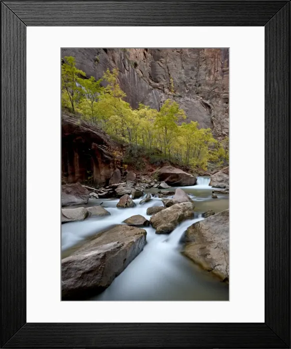 Framed Print : Cascades on the Virgin River in the fall, Zion National Park, Utah, United States of America Framed Print : Cascades on the Virgin River in the fall, Zion National Park, Utah, United States of America