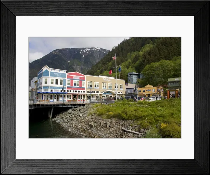 Framed Print : Stores on Peoples Wharf, Juneau, Southeast Alaska, United States of America Framed Print : Stores on Peoples Wharf, Juneau, Southeast Alaska, United States of America