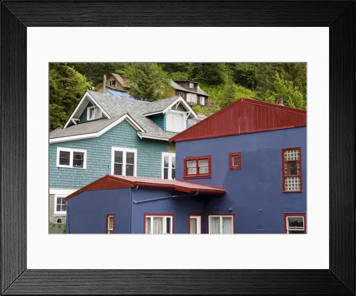 Framed Print : Houses in Juneau, Southeast Alaska, United States of America, North America Framed Print : Houses in Juneau, Southeast Alaska, United States of America, North America