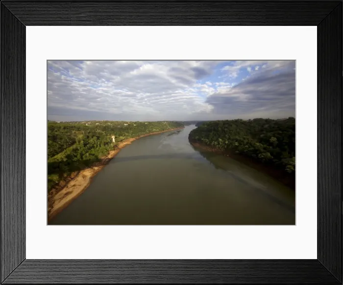 Framed Print : The Iguassu River, national border with Argentina on the left and Brazil on the right Framed Print : The Iguassu River, national border with Argentina on the left and Brazil on the right