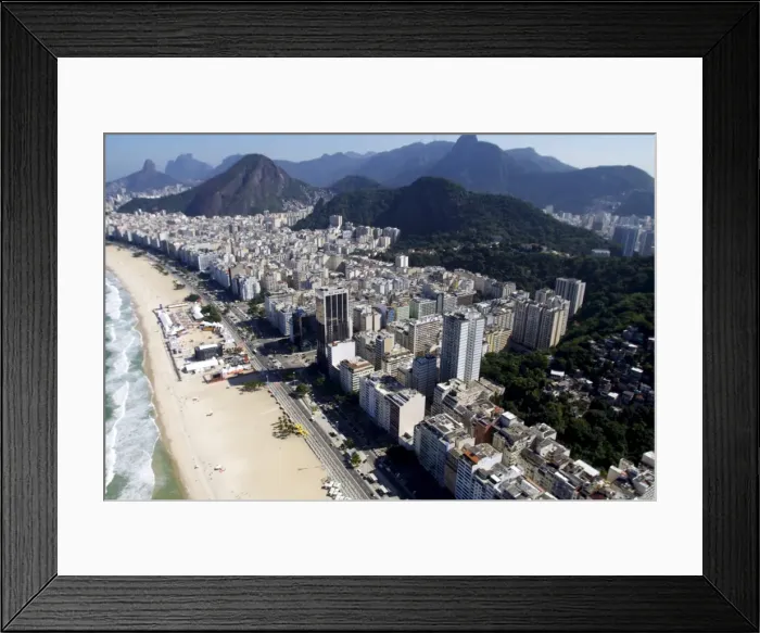 Framed Print : View of Copacabana from a helicopter, Rio de Janeiro, Brazil, South America Framed Print : View of Copacabana from a helicopter, Rio de Janeiro, Brazil, South America