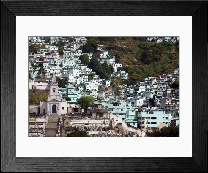 Framed Print : Some favellas painted with the symbolic colors of the gang reigning there Framed Print : Some favellas painted with the symbolic colors of the gang reigning there