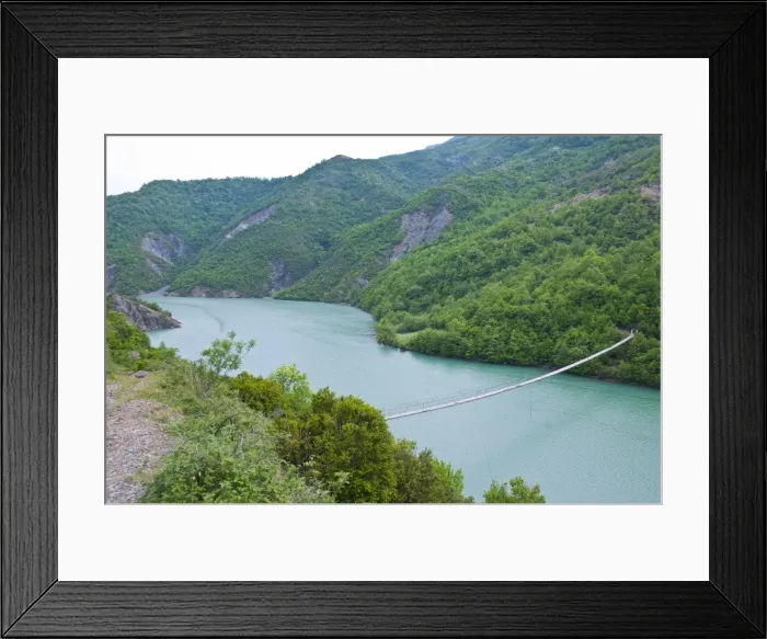 Framed Print : Huge hanging bridge along the road from Peshkopj to Lezhe, Albania, Europe Framed Print : Huge hanging bridge along the road from Peshkopj to Lezhe, Albania, Europe
