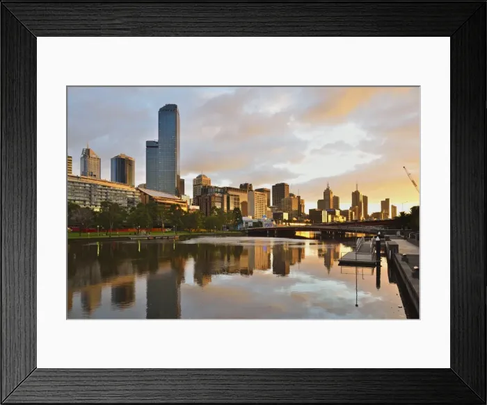 Framed Print : Sunrise, Melbourne Central Business District (Central Business District) and Yarra River, Melbourne Framed Print : Sunrise, Melbourne Central Business District (Central Business District) and Yarra River, Melbourne