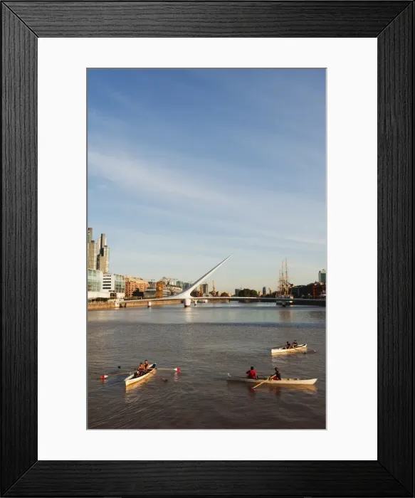 Framed Print : Rowing boats on Puente de la Mujer, Buenos Aires, Argentina, South America Framed Print : Rowing boats on Puente de la Mujer, Buenos Aires, Argentina, South America