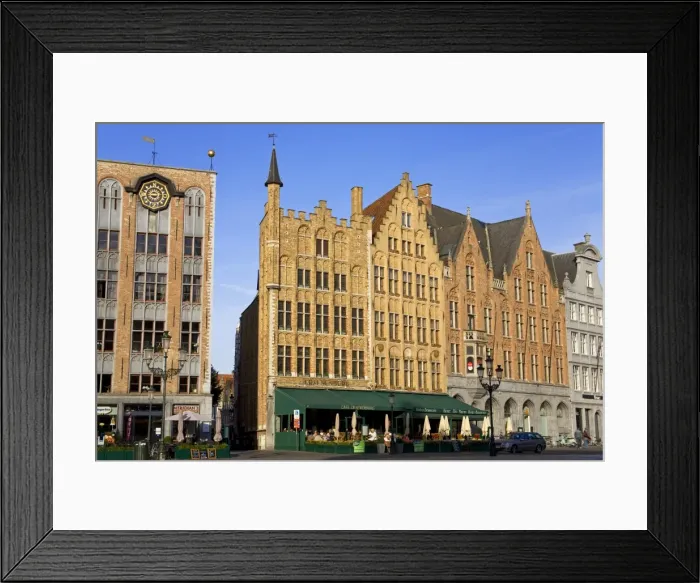 Framed Print : Gothic buildings on the Main Square Marketplace, Bruges, West Flanders, Belgium, Europe Framed Print : Gothic buildings on the Main Square Marketplace, Bruges, West Flanders, Belgium, Europe