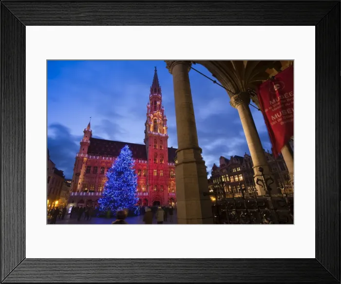 Framed Print : City Hall, Grand Place, UNESCO World Heritage Site, at Christmas time, Brussels Framed Print : City Hall, Grand Place, UNESCO World Heritage Site, at Christmas time, Brussels
