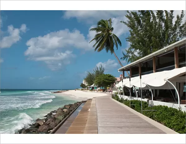 Hastings Beach boardwalk, Barbados, Windward Islands, West Indies, Caribbean