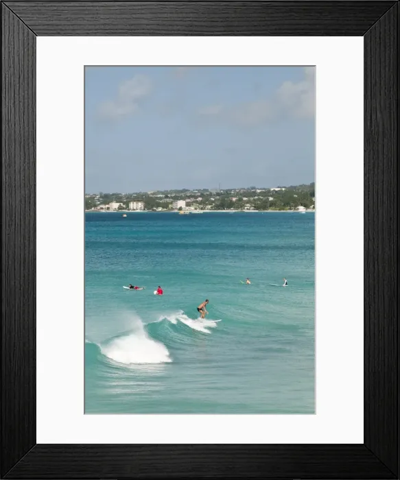 Framed Print : Surfers at Enterprise Point, Barbados, Windward Islands, West Indies, Caribbean