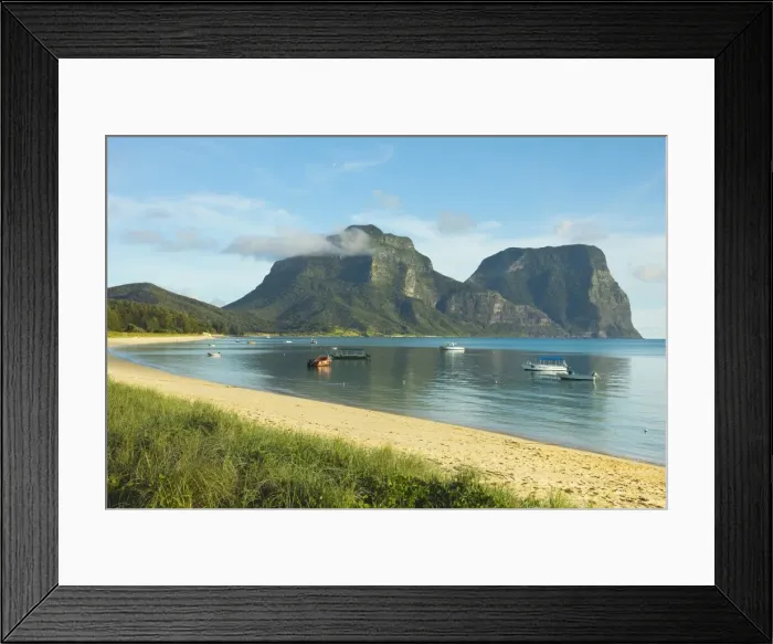 Framed Print : Mount Lidgbird on the left and Mount Gower by the lagoon with the worlds most southerly coral reef, on this 10km long volcanic island in the Tasman Sea, Lord Howe Island, UNESCO World Heritage Site, New South Wales Framed Print : Mount Lidgbird on the left and Mount Gower by the lagoon with the worlds most southerly coral reef, on this 10km long volcanic island in the Tasman Sea, Lord Howe Island, UNESCO World Heritage Site, New South Wales