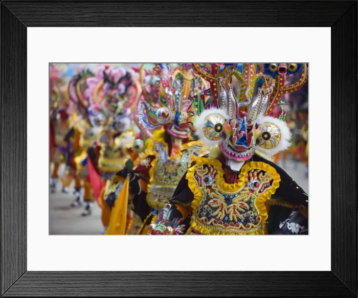 Framed Print : Masked performers in a parade at Oruro Carnival, Oruro, Bolivia, South America Framed Print : Masked performers in a parade at Oruro Carnival, Oruro, Bolivia, South America