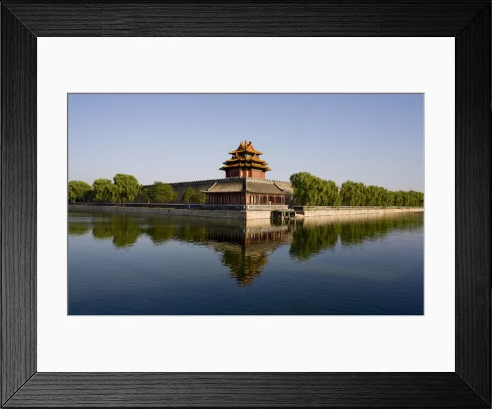 Framed Print : The northwest corner tower and water filled moat surrounding The Forbidden City Framed Print : The northwest corner tower and water filled moat surrounding The Forbidden City