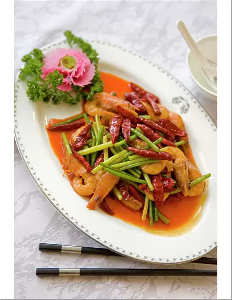 Colorful and spicy Sichuan cuisine dishes use both red and green chili peppers