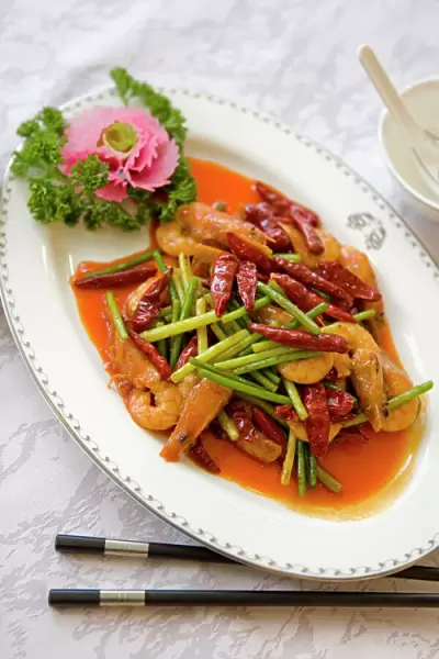 Colorful and spicy Sichuan cuisine dishes use both red and green chili peppers