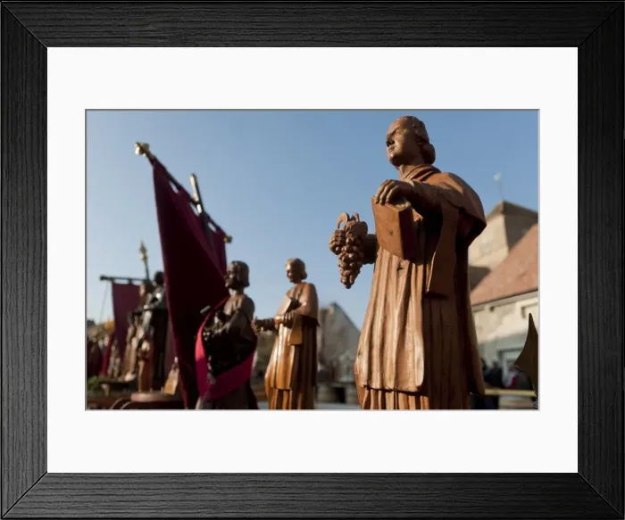 Framed Print : Wooden statues of patron saints during the annual festival of Saint Vincent Tournante Framed Print : Wooden statues of patron saints during the annual festival of Saint Vincent Tournante