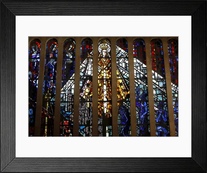 Framed Print : Stained glass showing Mary in the Notre-Dame de Consolation church, by Gabriel Loire Framed Print : Stained glass showing Mary in the Notre-Dame de Consolation church, by Gabriel Loire
