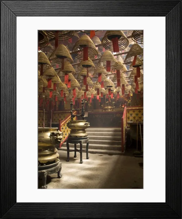 Framed Print : Burnign incense cones hung from the ceiling, Man Mo Temple, Sheung Wan Framed Print : Burnign incense cones hung from the ceiling, Man Mo Temple, Sheung Wan