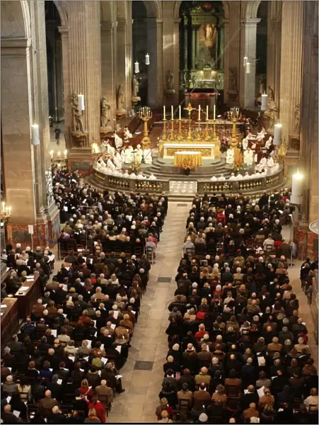 Catholic mass. St. Sulpice church, Paris, France, Europe