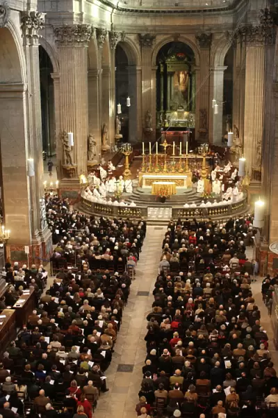 Catholic mass. St. Sulpice church, Paris, France, Europe