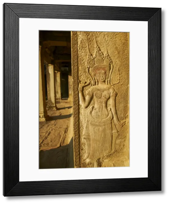 Framed Print : Relief sculpture of Apsara, heavenly dancer of the Khmer Kingdom, Angkor Wat temple Framed Print : Relief sculpture of Apsara, heavenly dancer of the Khmer Kingdom, Angkor Wat temple