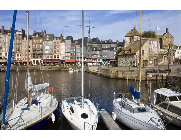 Yachts in the Old Harbor, Honfleur, Normandy, France, Europe