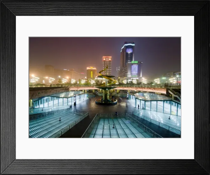 Framed Print : Tianfu Square at night, Chengdu, Sichuan, China, Asia Framed Print : Tianfu Square at night, Chengdu, Sichuan, China, Asia