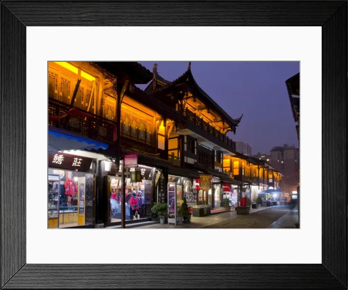 Framed Print : Wenshu Yuan ancient district at dusk, Chengdu, Sichuan, China, Asia Framed Print : Wenshu Yuan ancient district at dusk, Chengdu, Sichuan, China, Asia