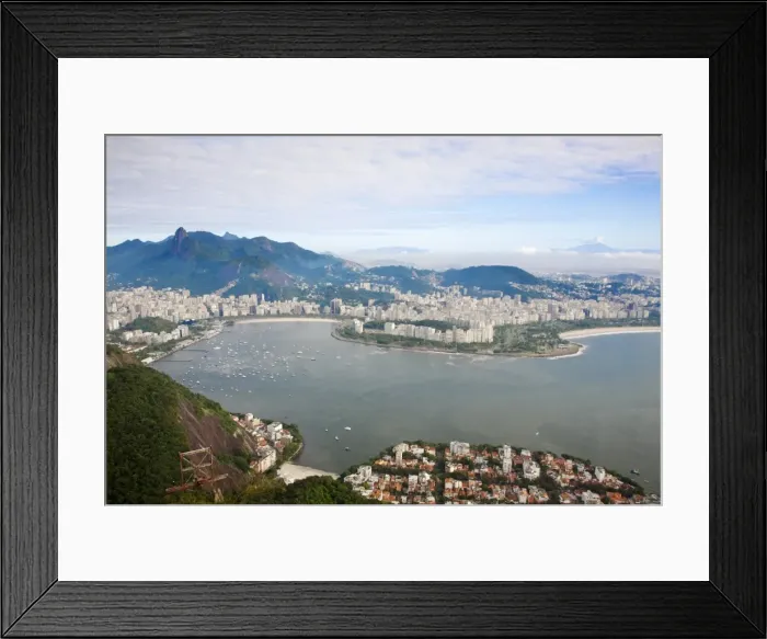 Framed Print : View from Sugar Loaf Mountain of Botafogo Bay and Chirst The Redeemer Statue atop Cocovado Framed Print : View from Sugar Loaf Mountain of Botafogo Bay and Chirst The Redeemer Statue atop Cocovado