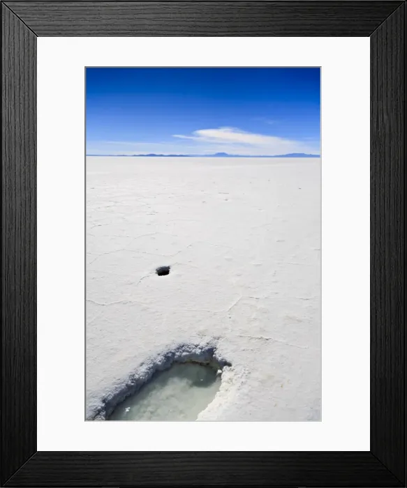 Framed Print : Water Hole on Salar de Uyuni, Bolivia, South America Framed Print : Water Hole on Salar de Uyuni, Bolivia, South America